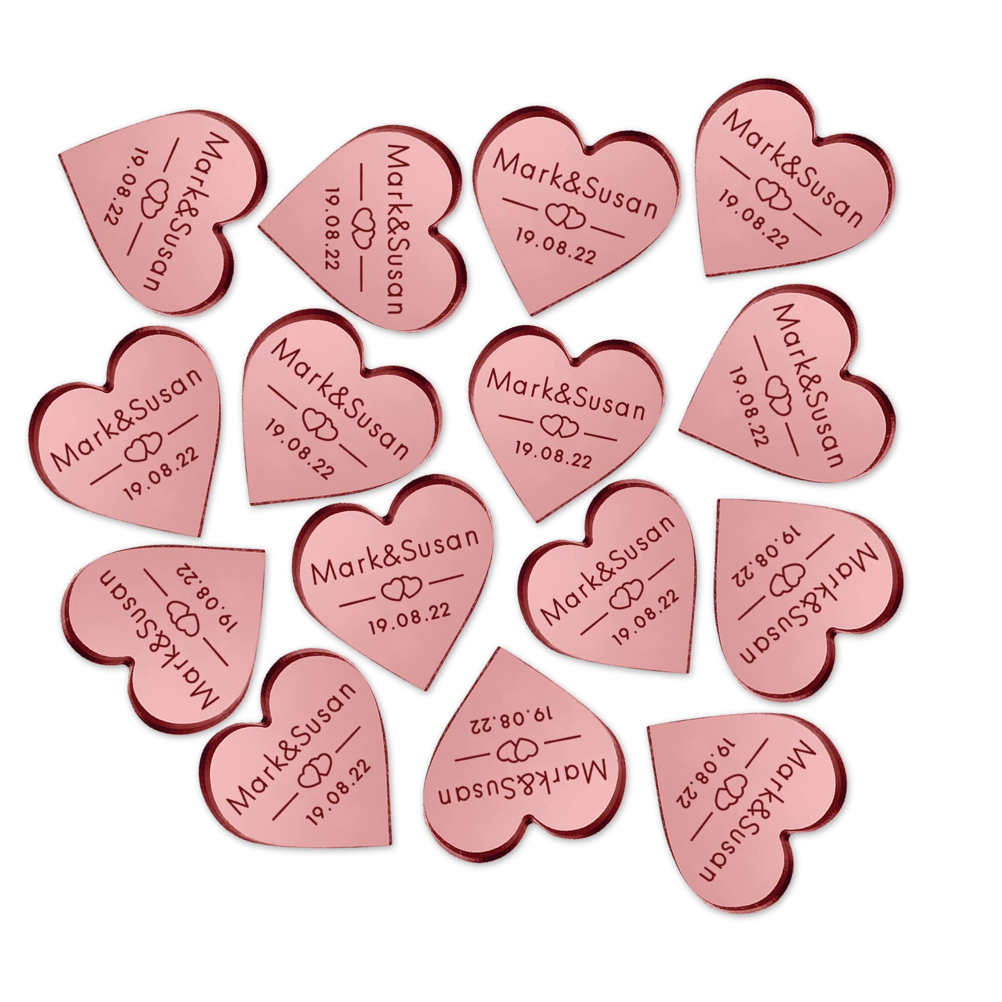 Personalised Wedding Favours for Guests Wedding Decorations 75 Pcs Gifts Mr & Mrs Wedding Heart Favours Wedding Thank You Gifts for Guests Mini Tokens Gifts Wedding Anniversary Favours (Rose Gold)