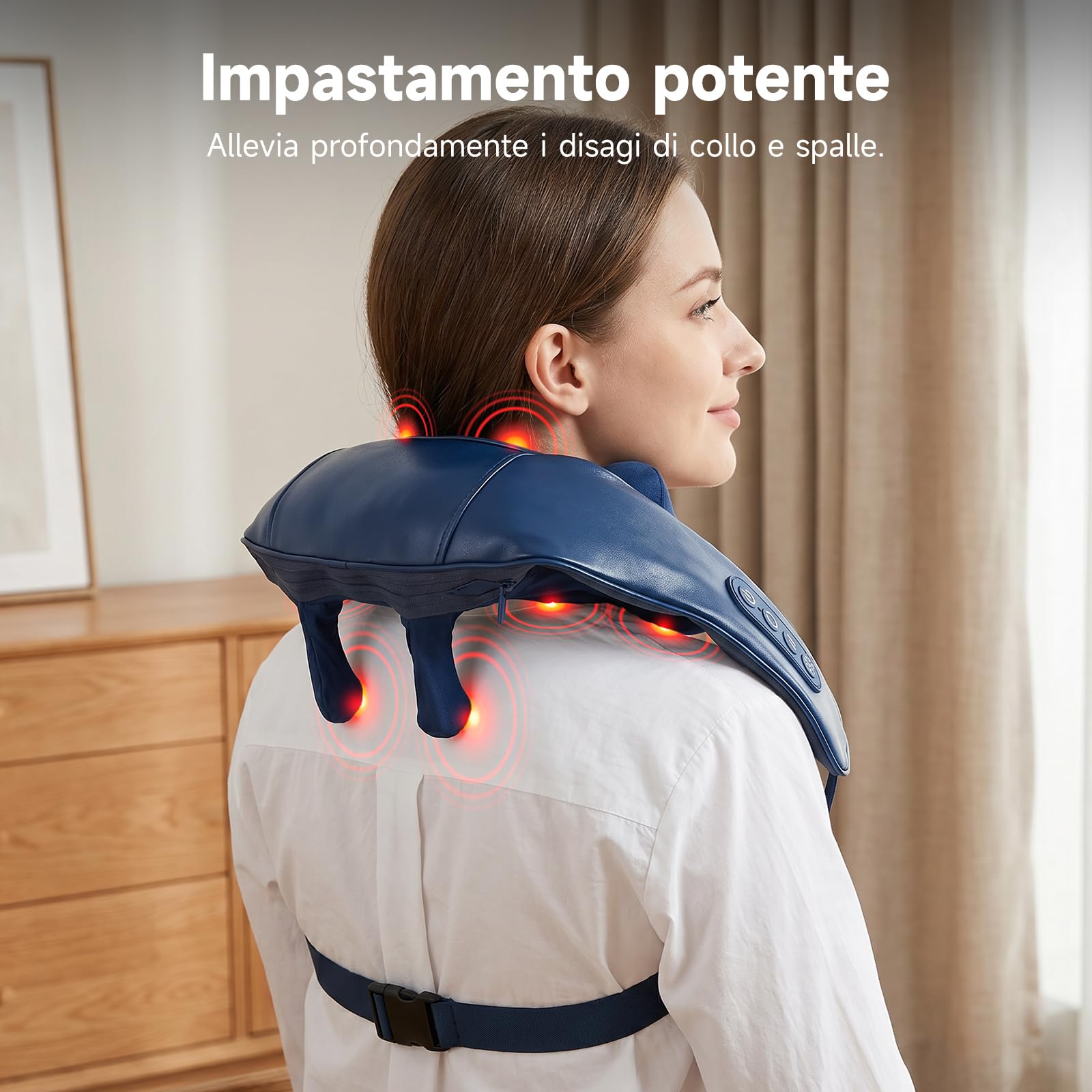 Massaggiatore collo spalle e schiena 8D Shiatsu - Massaggio Profondo | Massaggiatore Cervicale Senza Fili con Calore, Massaggiatore Portatile Ricaricabile,Regali per Uomini Donne