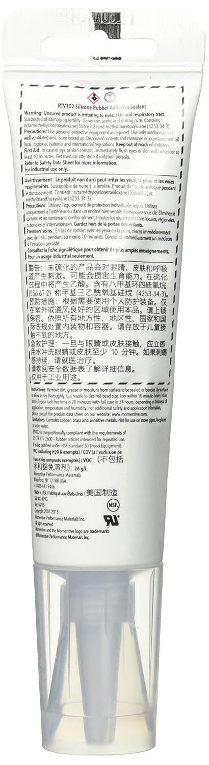 5 Tubes D'adhésif Haute Performance MOMENTIVE RTV102 Blanc - 2.8 Fl. Oz Chacun - Neuf Sous Emballage - USA