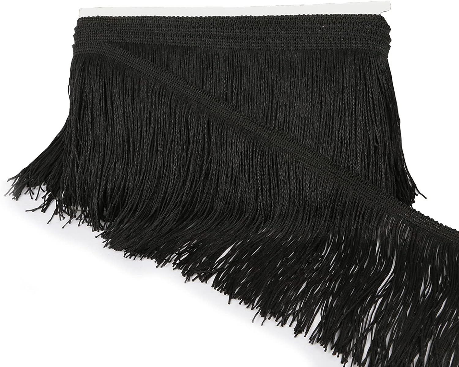 Chainette Fringe Trim 5 Yard x 4 Inches Fabric Trims Tassel Sewing for DIY Decoration Clothes Accessories Latin Wedding Dress (Black, 4"-5Yards/R)