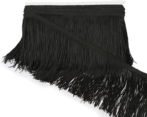 Ribete de Flecos de Cadeneta de 5 Yardas x 4 Pulgadas, Adornos de Tela con Borlas de Costura para Decoración DIY, Accesorios de Ropa, Vestido de