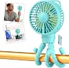 snawowo Mini Portable Stroller Fan, Battery Operated Personal Small Handheld Fan with Flexible Tripod, 3 Speed Rechargeable Clip On for Car Seat Crib Treadmill Travel Camping Blue