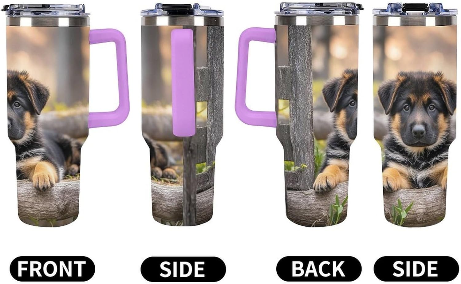 German Shepherd Puppy Tumbler 40 Oz with Handle&Lid Large Car Cup Stainless Steel Vacuum Travel Mug Insulated Water Bottle Leak-proof Portable Coffee Cup for Home Car Outdoor