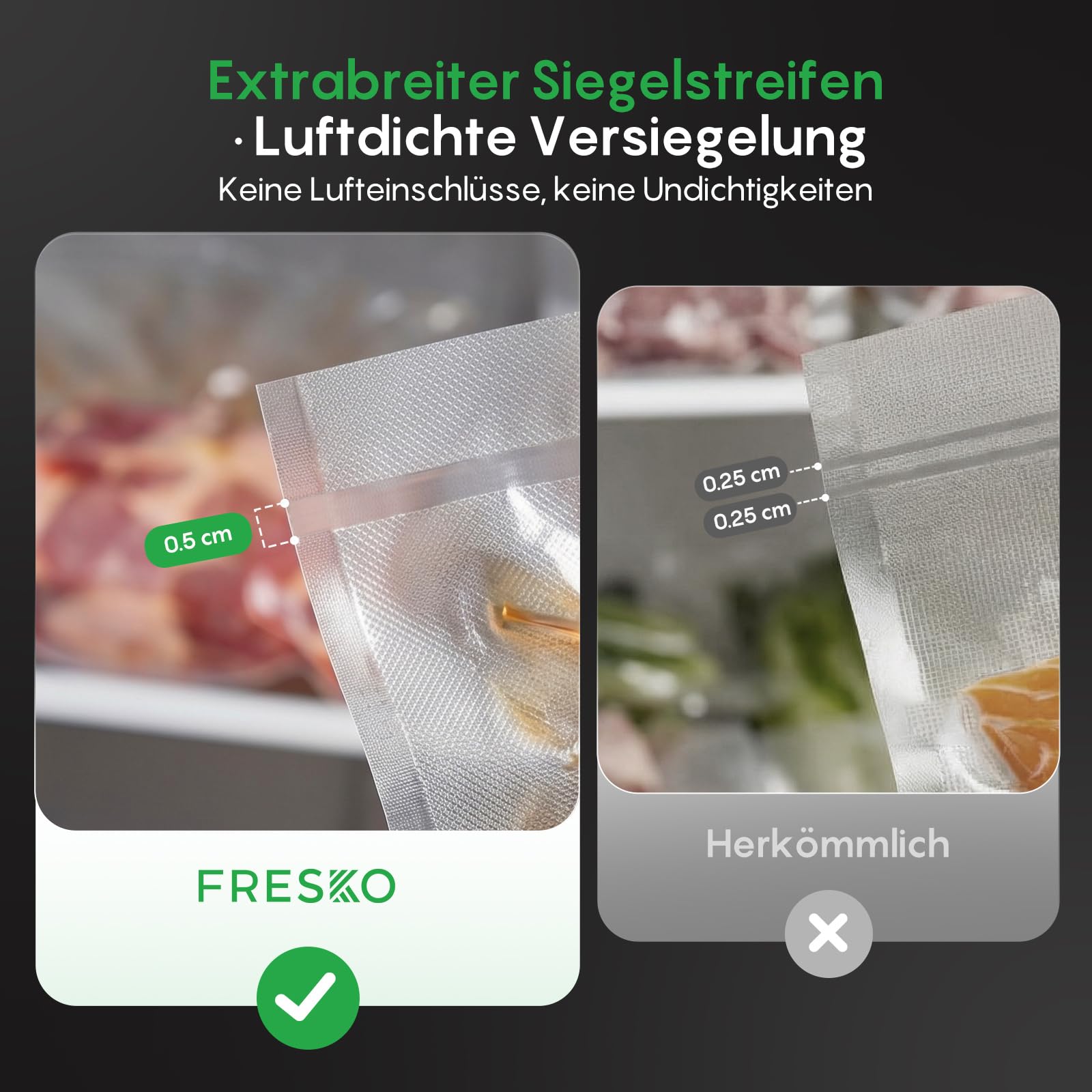 FRESKO Vakuumiergerät 18L/min,140 W, Integrierter Beutelschneider, AutoMax | Vollautomatisches System mit Stauraum, Vakuumiergerät Testsieger Note 1,2, 1 Vakuumrolle sowie 10 Beutel, V8