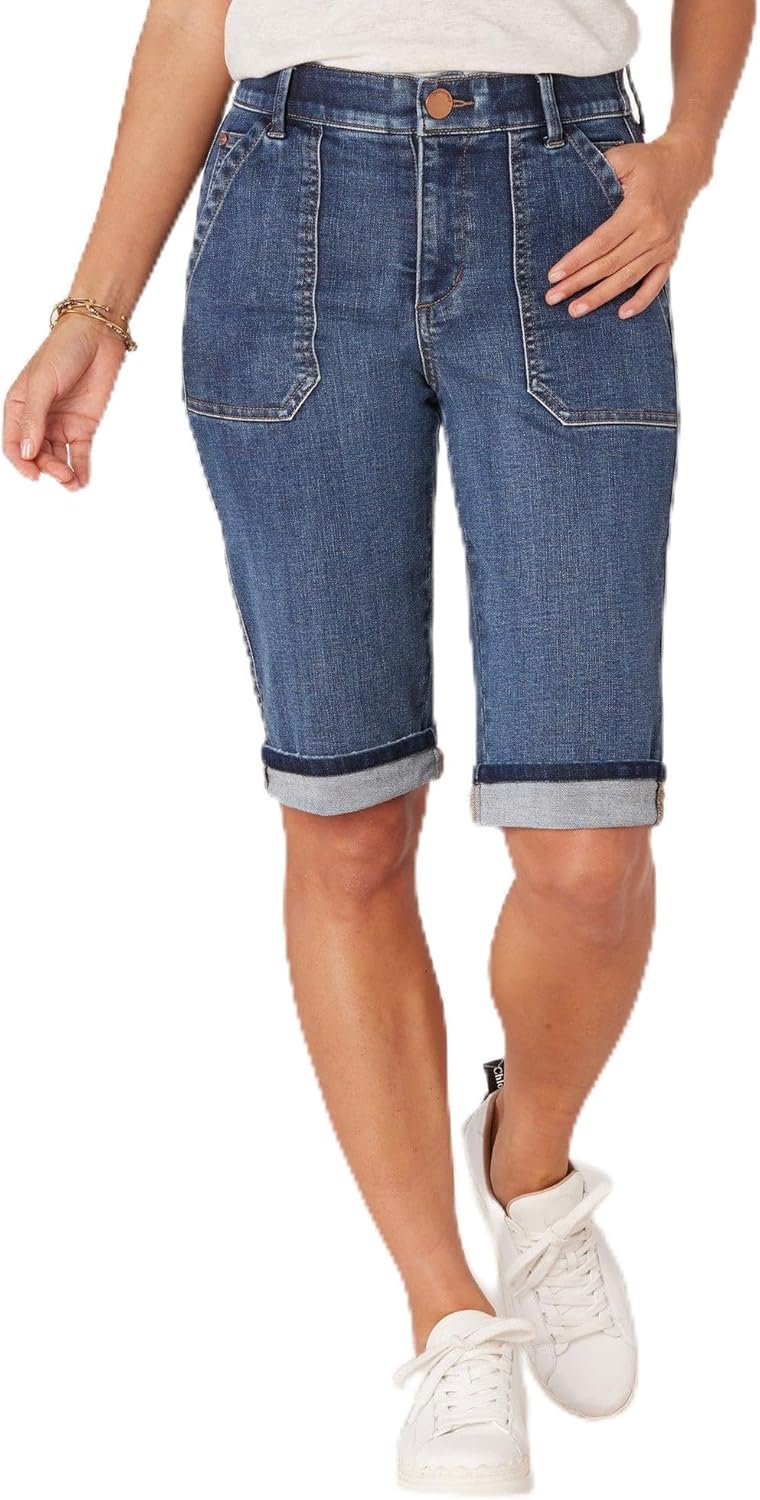 Democracy Womens Democracy Women's Ab Solution Utility BermudaDenim Shorts