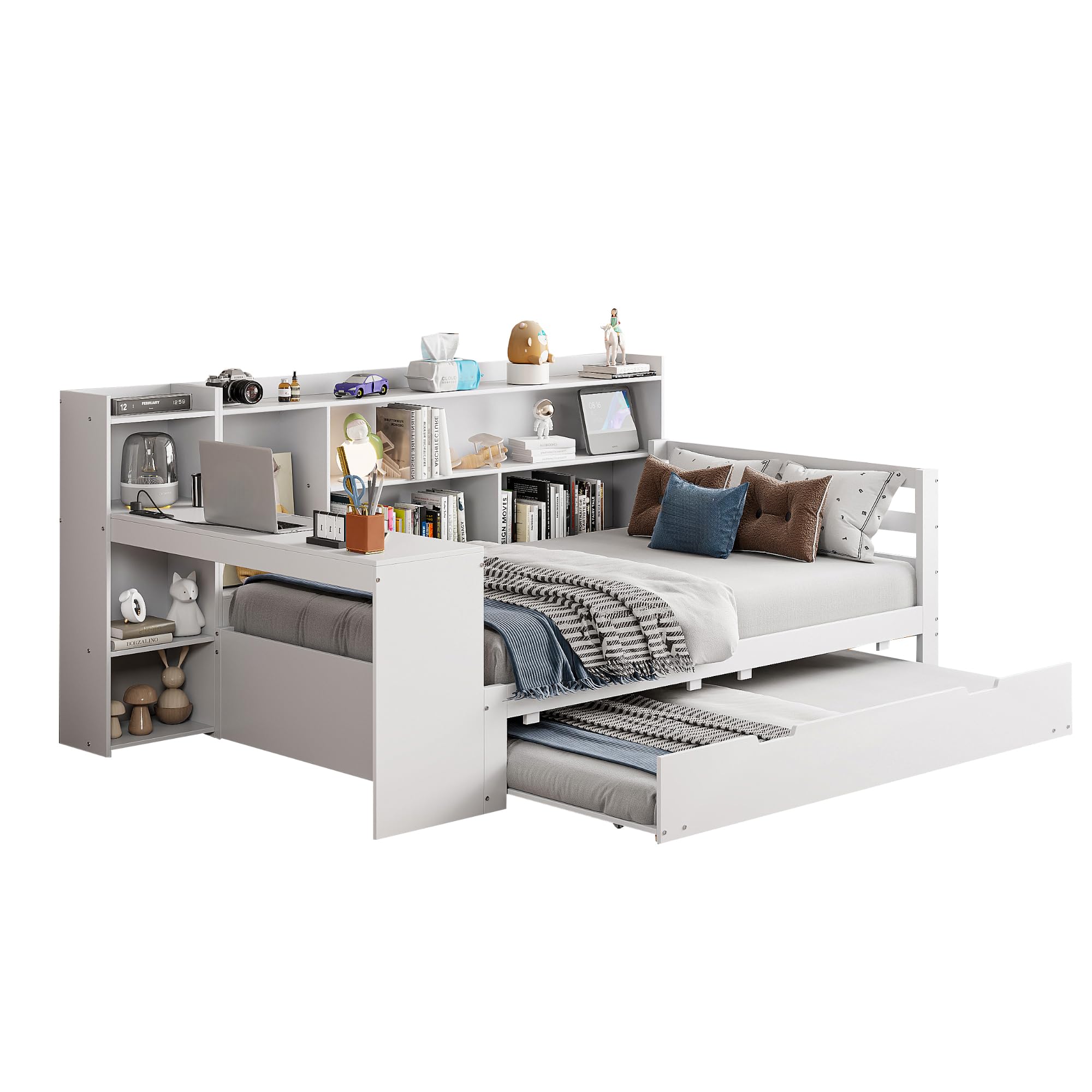 divano letto 90x200 scrivania integrata letto estraibile struttura in legno massello seconda superficie estraibile letto con scrivania uso come seduta e superficie di riposo camera