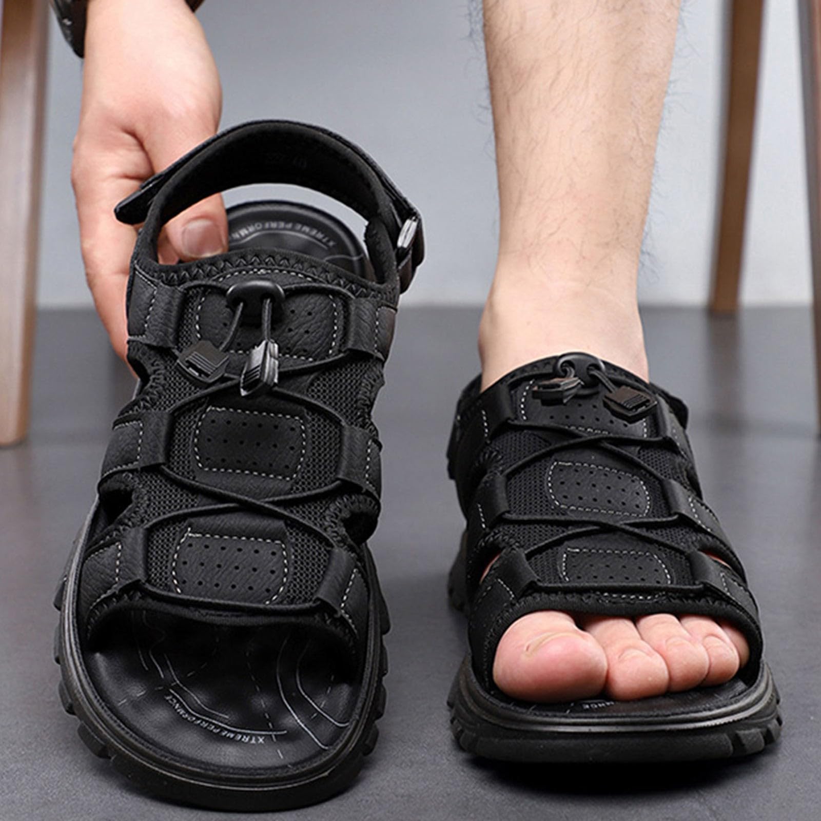 Sandales de Randonnée Homme Femme ​Cuir Fermées Été Extérieur Chaussures de Sport Plage Chaussures d'eau Plage Closed-Toe