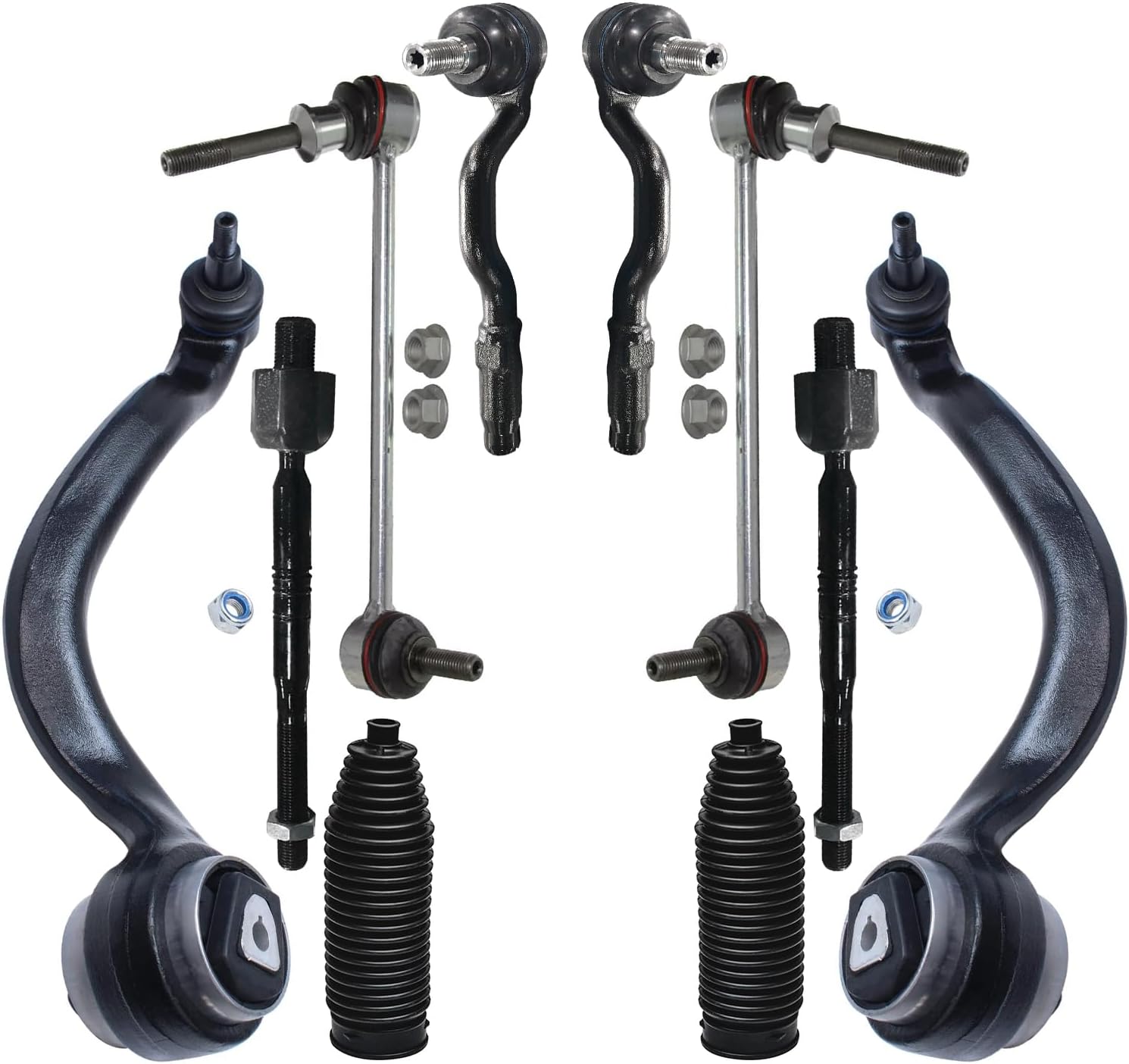 10pc Front Lower Forward Control Arms Sway Bar Links Tie Rods Suspension Kit