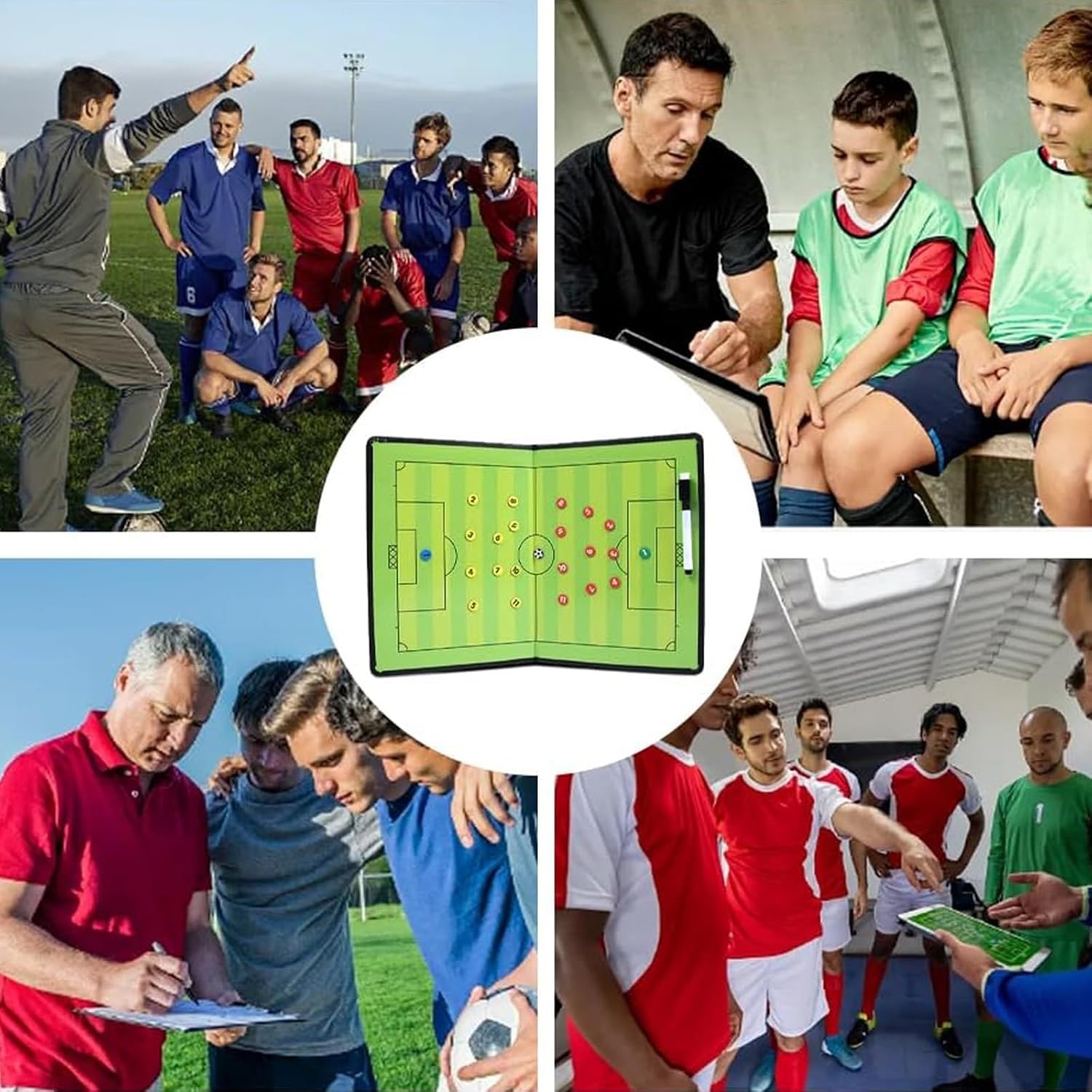 Professional Soccer Tactical Coaching Board, Magnetic Soccer Coaching Board, with Markers and Magnetic Chess Pieces, Convenient Folding Design