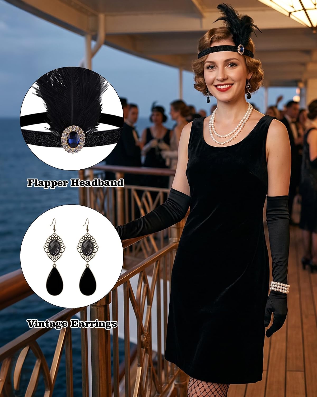 1920s Accessories for Women, Flapper Great Gatsby Costume Set