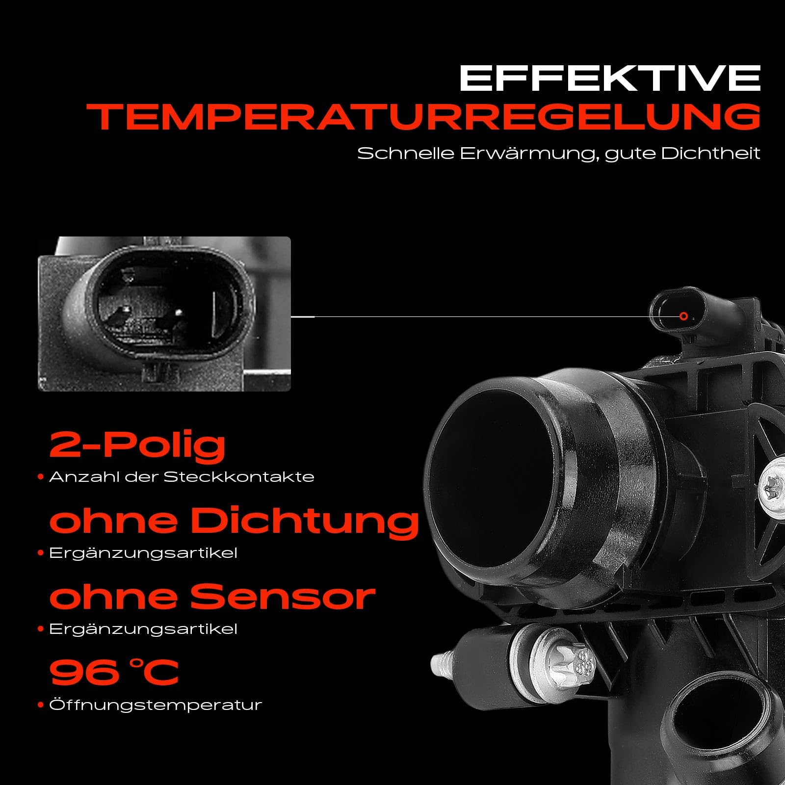 Frankberg Thermostat Kühlmittel 2-polig 2642001501 | Kompatibel mit GLC Coupe C253, GLC X253, E-Klasse Coupe C238, E-Klasse T-Model S213, E-Klasse W213