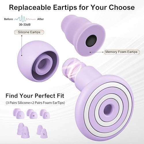 Miniatura 2 de 2 pares de tapones para los oídos para reducir el ruido del sueño, tapones para los oídos para cancelación de ruido, protección auditiva de alta