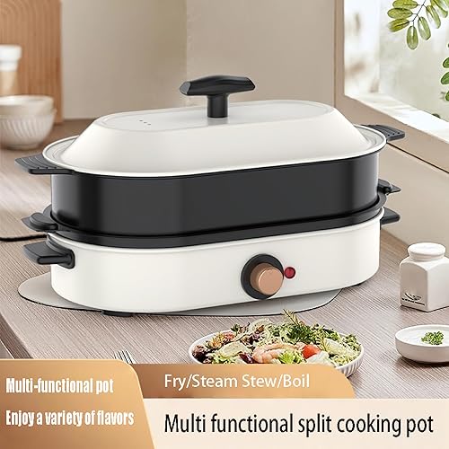 Miniatura 4 de Multi-Functional Electric Hot Pot, 3-in-1 Non-Stick Cooking Pot with Steaming, Frying and Boiling Functions, Removable Grill Pan for Home and Dorm