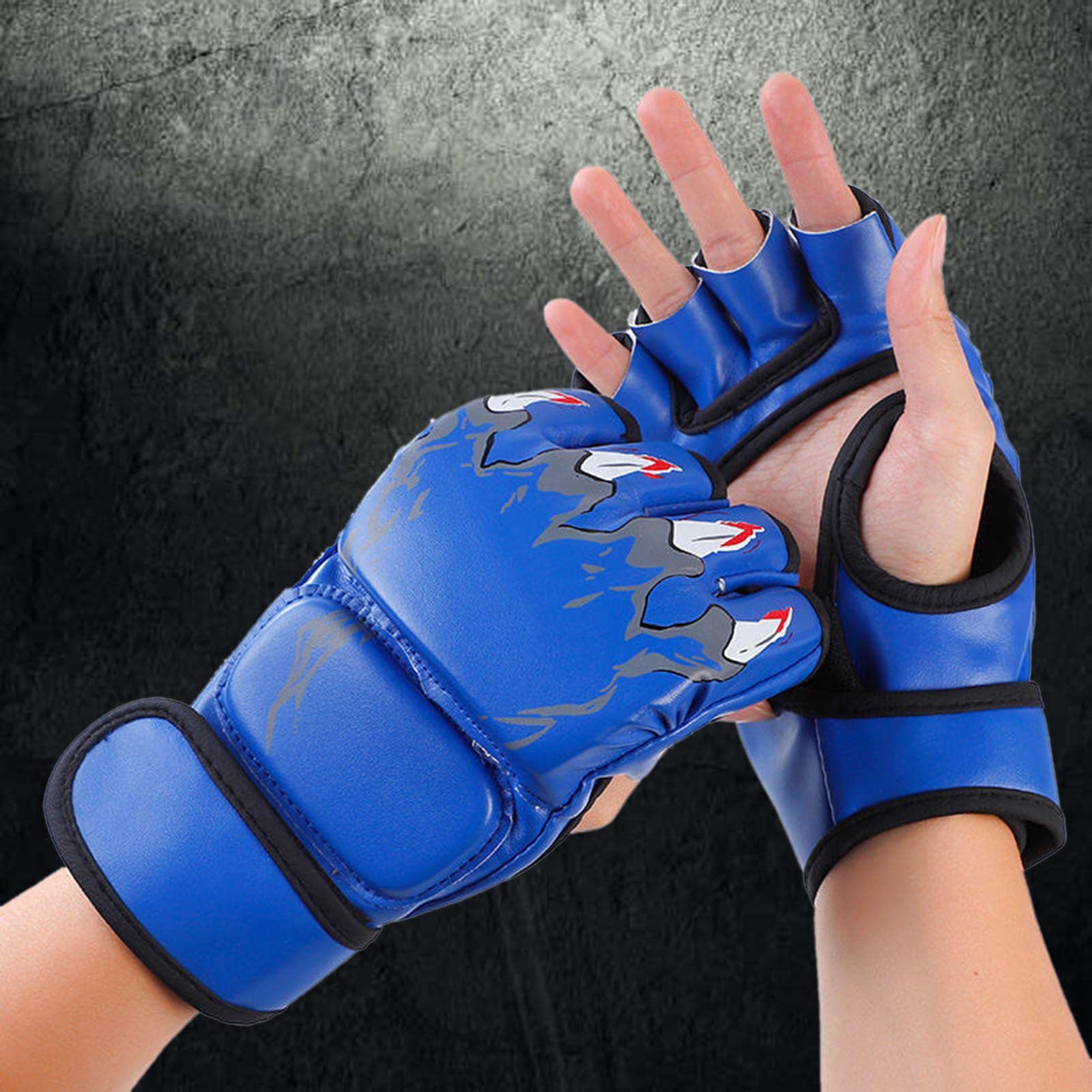Gants De MMA Mi-doigts Paume Ouverte - Coussin 3 Cm, Cuir PU, Taille Unique Homme/femme - Pour Sac De Frappe, Entraînement