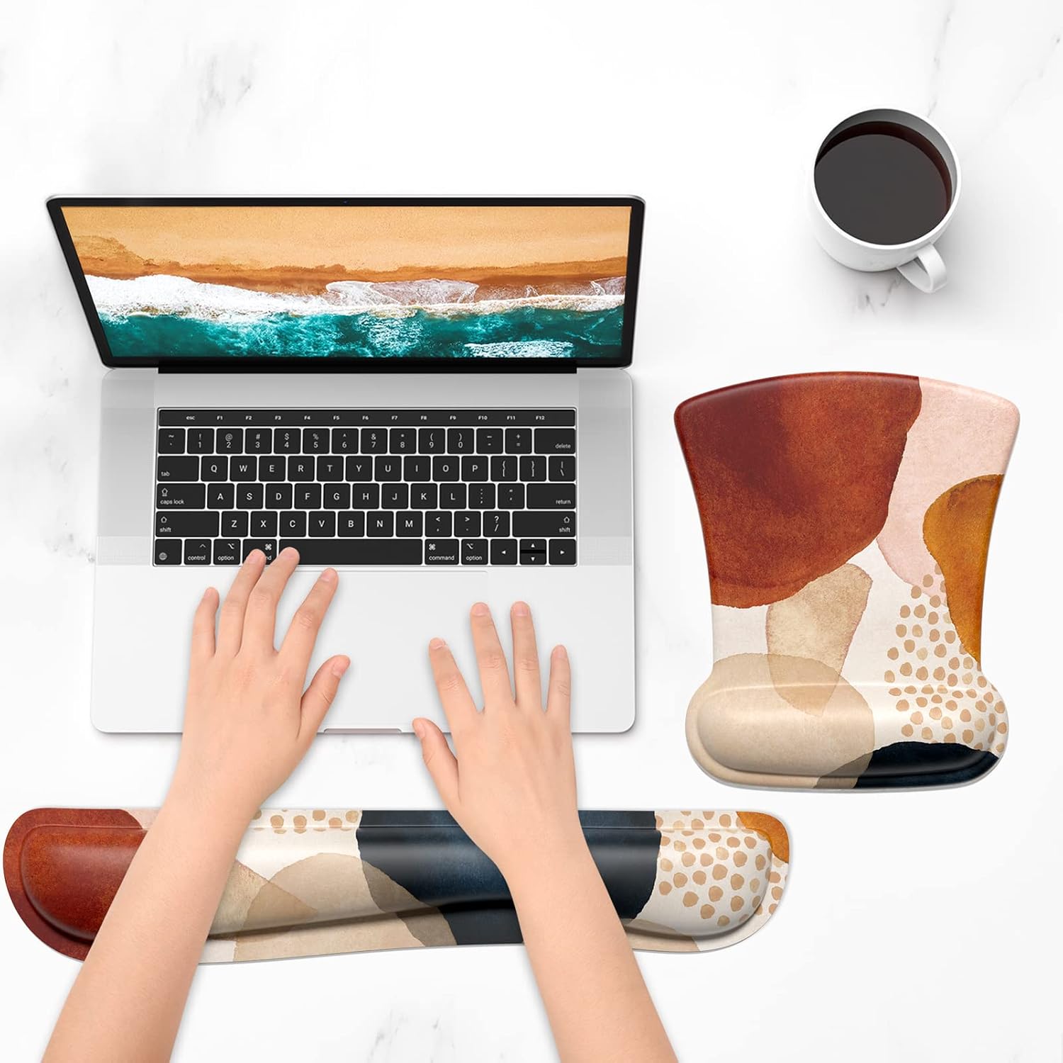 ITNRSIIET Mouse Pad Wrist Support Keyboard Wrist Rest Pad Ergonomic Mousepad Non-Slip Memory Foam Keyboard Pad Easy Typing Pain Relief Perfect for PC Laptop Gaming Office, Abstract Art Style image 2