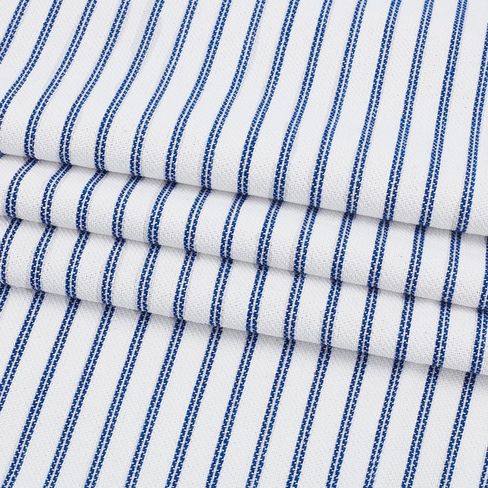 Amazon.com: AHANDMAKER Blue White Striped Fabric Woven Ticking Strip ...
