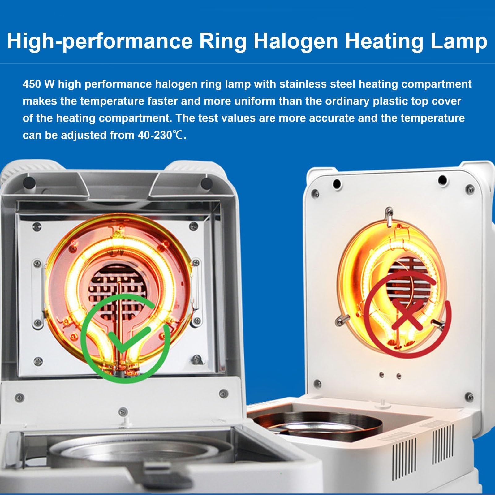 Halogen-Feuchtigkeitsanalysator mit Datenmanagement, 12,7 cm (5 Zoll) Touchscreen für Mehrbenutzer-Labore, RS232 und Audit-Trail für GLP-Compliance