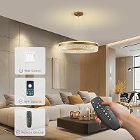 KSIBNW Arany LED Függőlámpa - 60W Dimmelhető Modern Mennyezeti Világítás 50cm Átmérővel, Távirányítóval és Applikációval Étkezőbe, Nappaliba 4