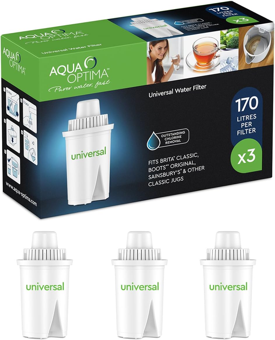 Aqua Optima RUF303 - Universal Water Filter 3 Pack, white