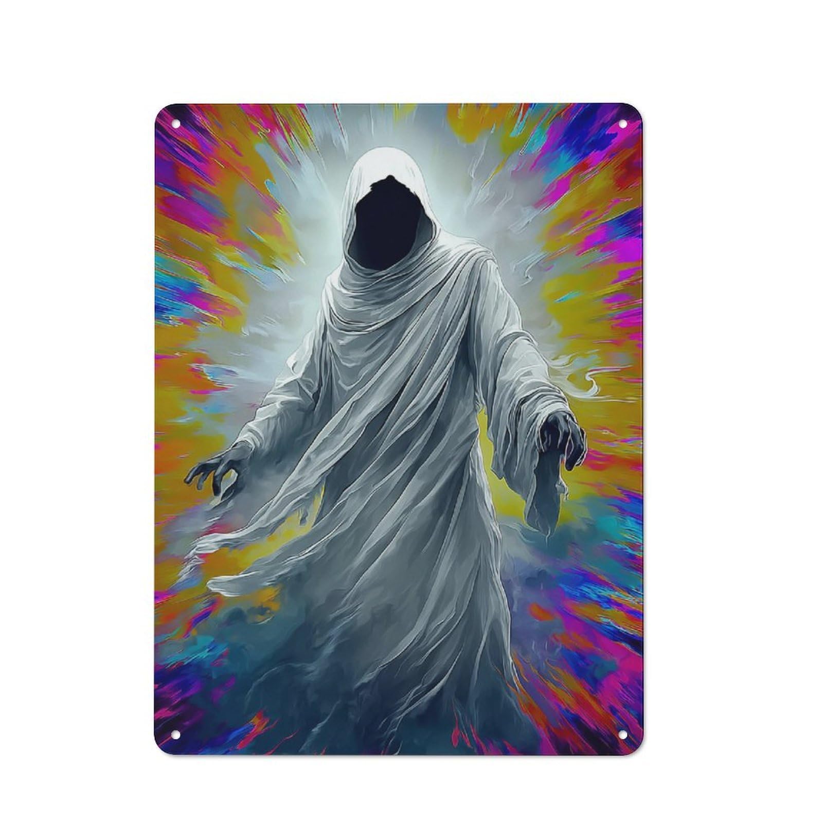 Junmoney Ghostly Figure In Robe Vintage Cafe Metal Sign 40X30cm Featuring Bistro Wall Plaque For Cafe, Bistro, Bakery Or Restaurant