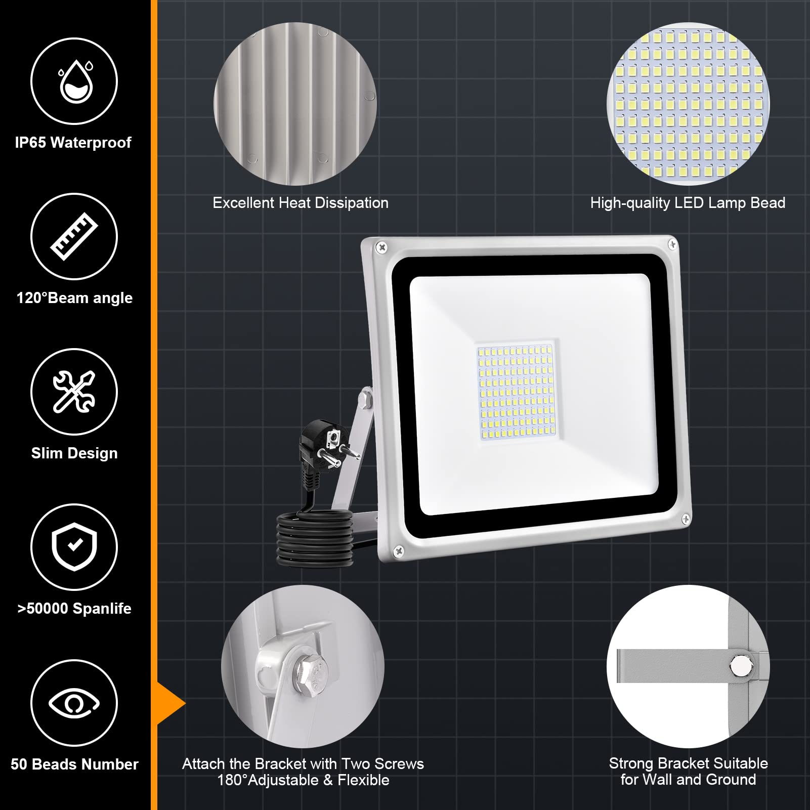 10W Projecteur Led Exterieur Ip66 Imperméable Spot Exterieur Led 900Lm
