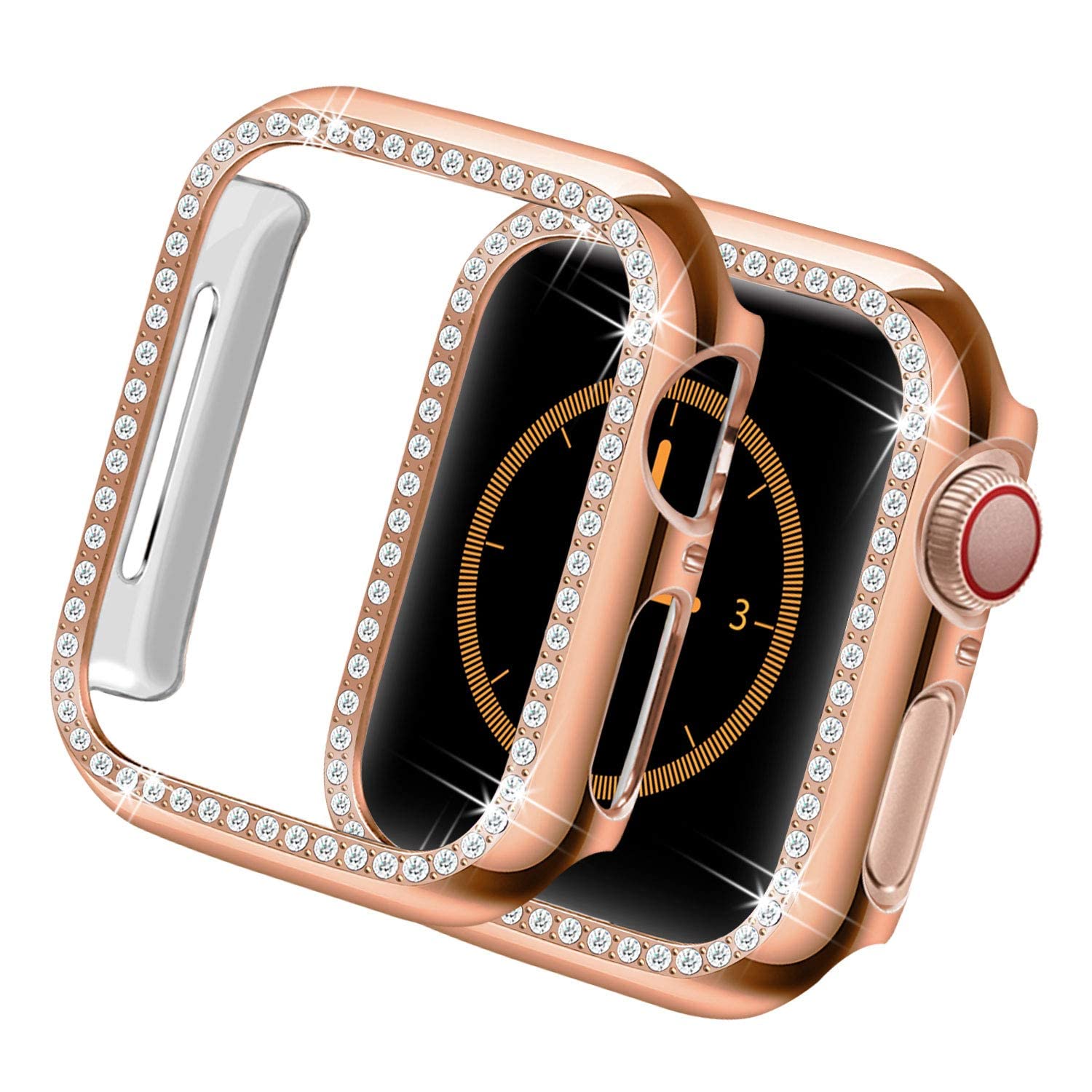 Dl3 Mobilak Bumper Diamond Case Compatible with Apple Watch Series 8 Series 7 41mm, Bling Crystal Diamonds PC Plastic Protector Case Cover Frame For Apple Watch Series 8/7 41 mm