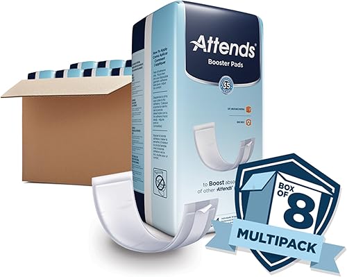 Vista 5 de Attends Booster Pads for Adult Incontinence designed to boost absorbency of other Attends products, Unisex, one size, 3.5"x11", 24 Count (Pack of 8)