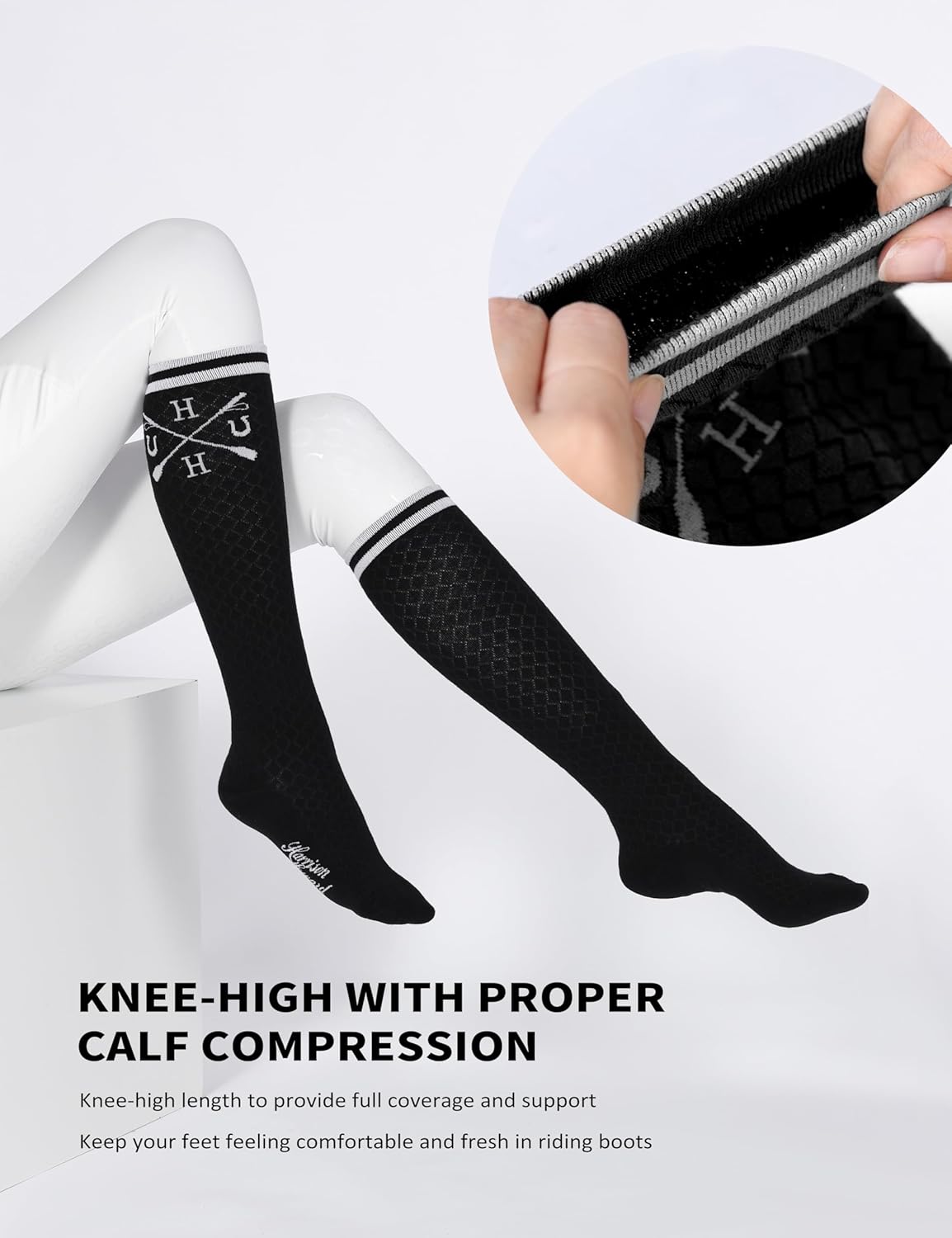 Harrison Howard 3 Pairs Premium Quality Equestrian Riding Socks for Horse Riding &Tall Boot Knee High Socks for Women - Image 2