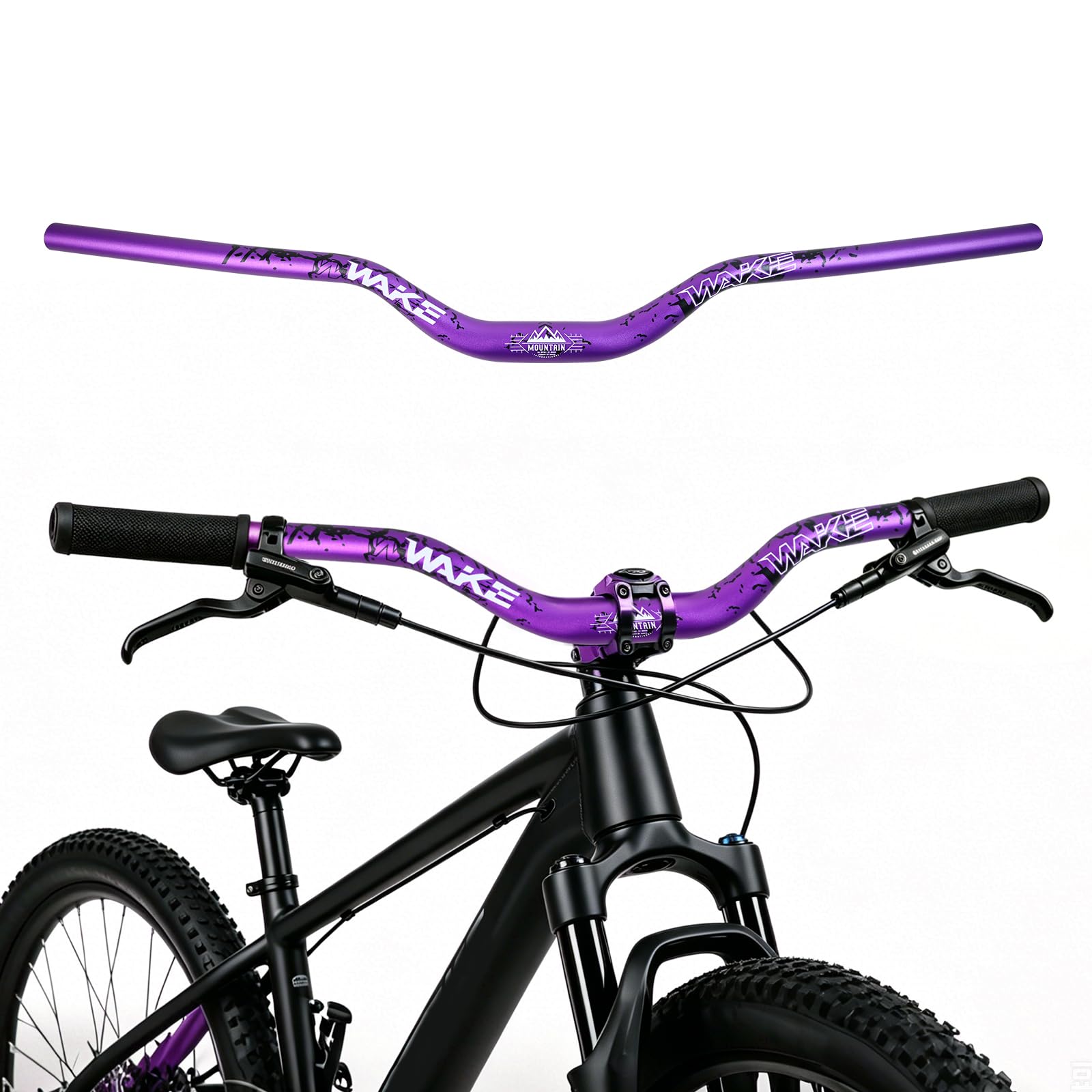 WAKE Bike Handlebar 31.8 × 720/780 mm Extra Long Wide Riser Bar Aluminum Alloy Bicycle Handlebars Riser 30/55 mm Bike Bars for Cycling MTB Mountain Road Bike (720, 55 mm - Purple)