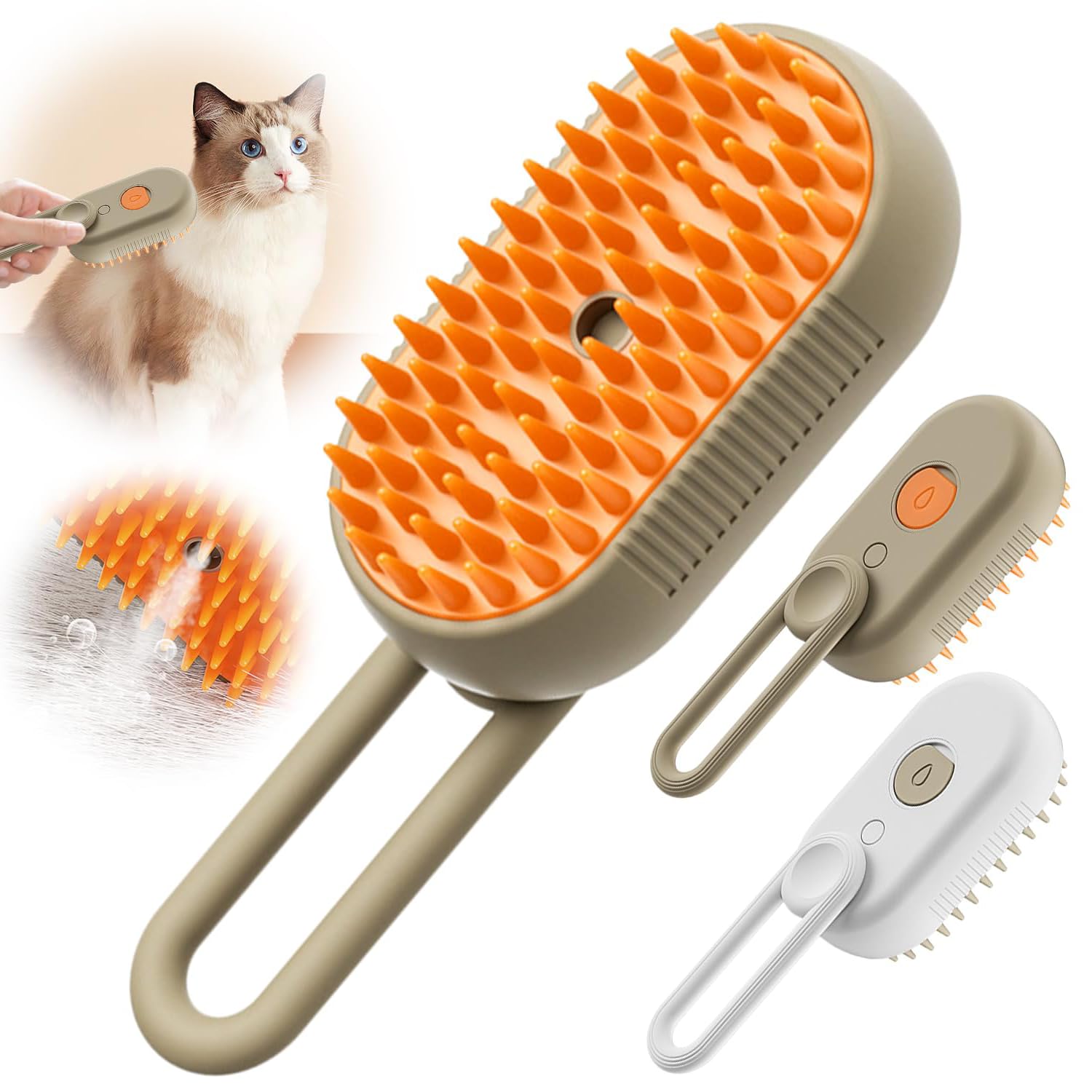 Brosse de toilettage vapeur pour chat (marron)