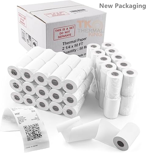 Miniatura 96 de (10 rollos) Papel térmico de 2 1/4 pulgadas x 165 pies, papel de recibo para caja registradora de negocios minoristas, se adapta a la mayoría