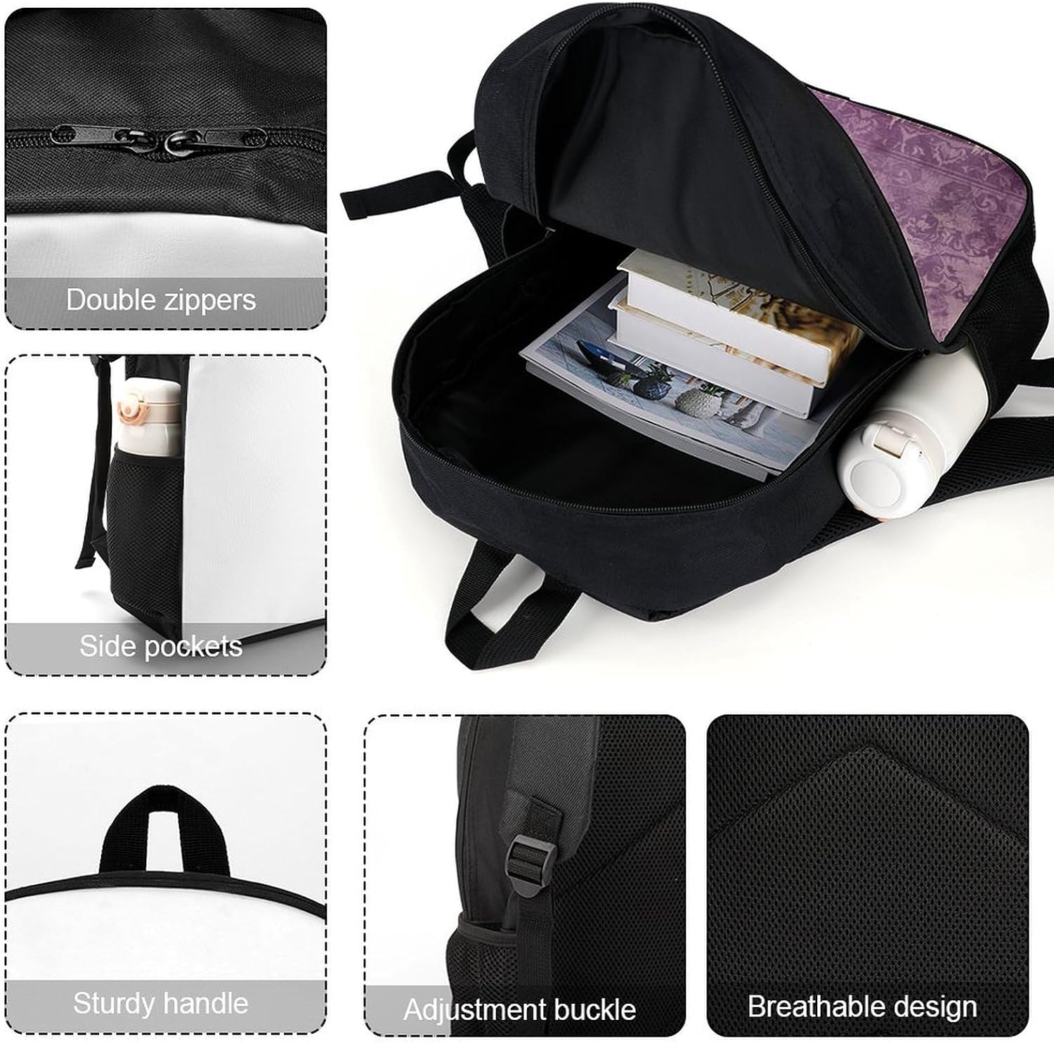 Travel Backpack for Men Women 17 Inch Laptop Backpack Retro Purple Frame Carry On Backpack Work Business Backpacks image 4