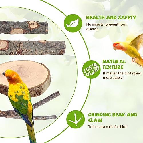 Miniatura 28 de 8 perchas para pájaros de madera natural para jaulas, soporte y plataforma para loros, accesorios para jaulas de pájaros para periquitos, cacatúas
