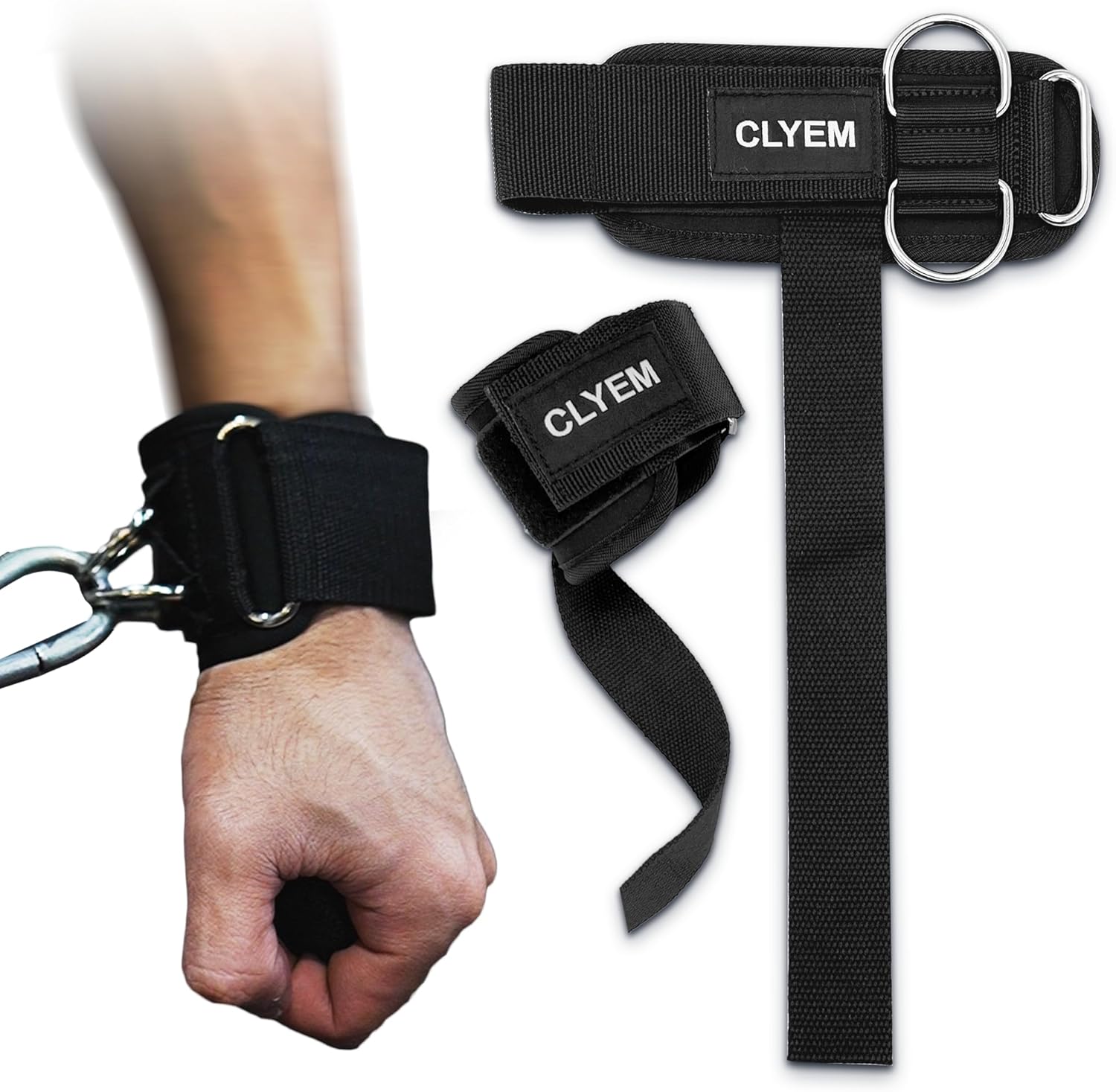 Weightlifting Straps with D Ring, Premium Wrist Straps for Deadlifting, Bodybuilding, Powerlifting, Wrist Cuffs with D Ring for Cable Machine Workout, Durable Weight Lifting Straps for Gym