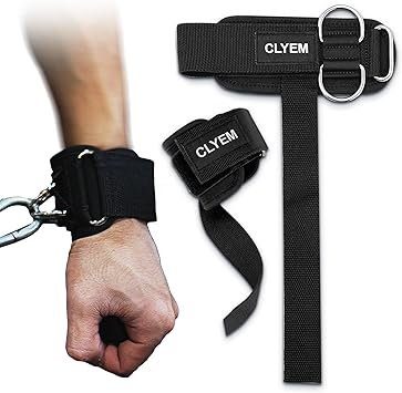 Weightlifting Straps with D Ring, Premium Wrist Straps for Deadlifting, Bodybuilding, Powerlifting, Wrist Cuffs with D Ring for Cable Machine Workout, Durable Weight Lifting Straps for Gym