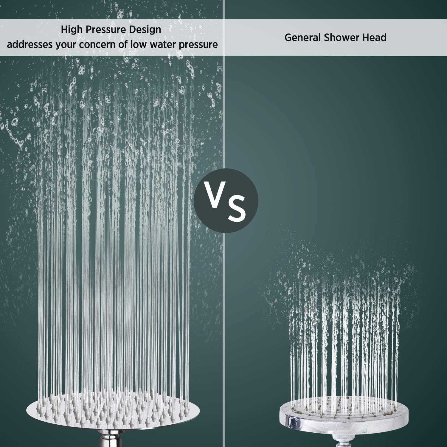 Rain Shower Head, WOOPHEN 12 Inch 304 Stainless Steel Rainfall Showerhead, Mirror-Like Look,Swivel Spray Angle, Voluptuous Shower Experience, Easy Installation, Chrome Finish