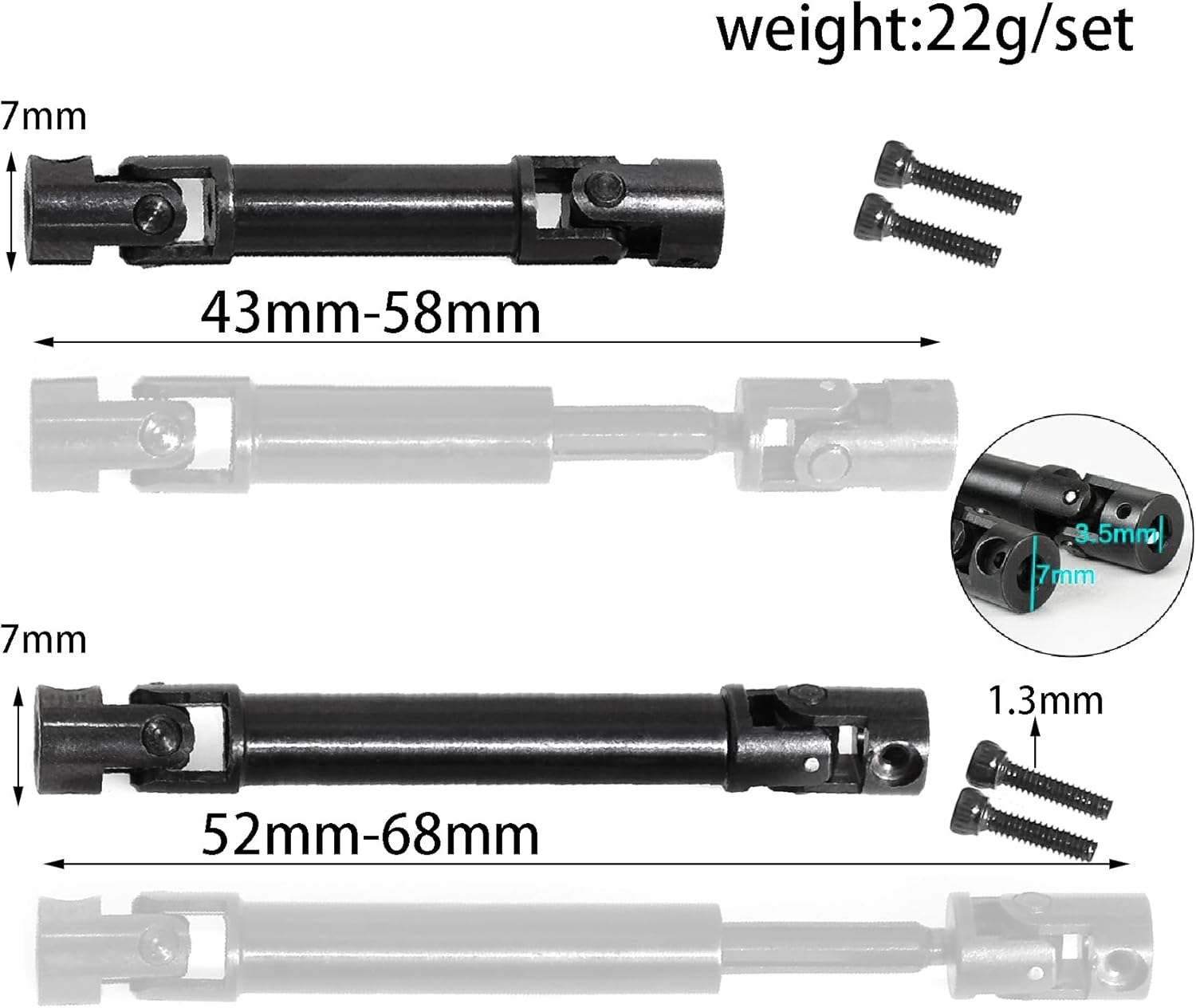 REDSPIDER RC Center Drive Shafts Steel Driveshafts for SCX24 Upgrades AXI00001 C10 AXI00002 JLU AXI00006 1/24 Scale RC Crawler Car