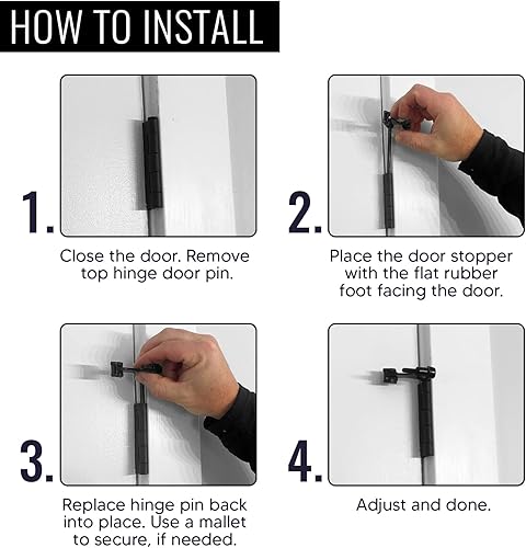 Miniatura 7 de DCC Home Decor - Paquete de 6 unidades de níquel satinado sólido de alta resistencia ajustable de 2.5 pulgadas de ancho con parachoques extra, tope