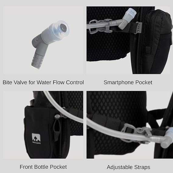 Nathan Hydration Vest with 2 Liter Bladder Included, Running Vest for Men and Women, Running Backpack w/ Smartphone Pocket, One Size Fits Most