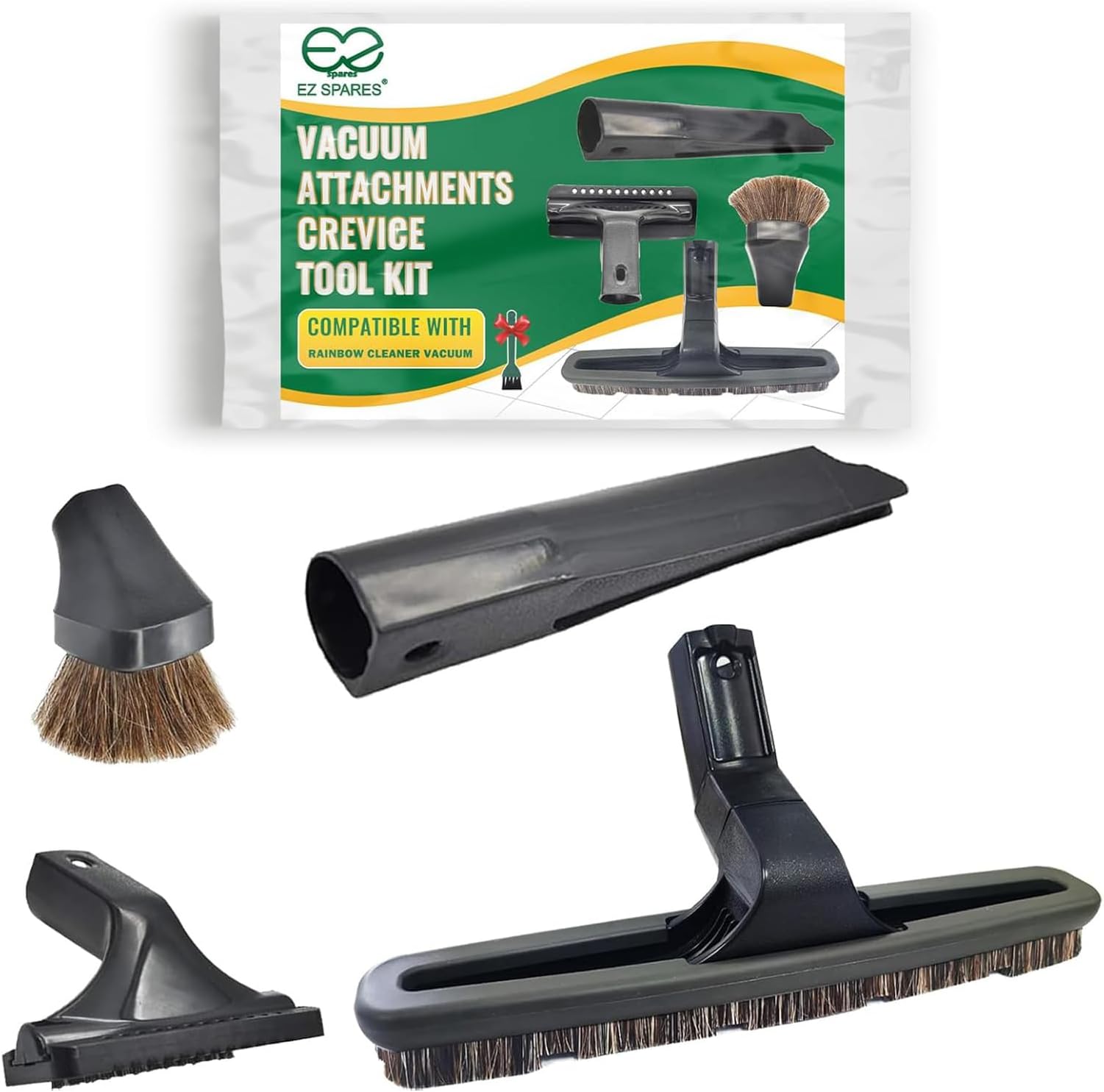 EZ SPARES 4Pcs Vacuum Attachments Compatible with Rainbow Cleaner Vacuum Horsehair Brush,Dusting Floor Brush Tools,Cleaning Wand Accessories,Vacuum Attachments Crevice Tool Kit