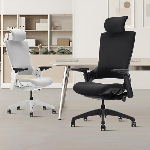 Miniatura 9 de CLATINA Silla de oficina ergonómica de tela con profundidad ajustable, altura del asiento, cabeza 2D, reposabrazos 3D y soporte lumbar, silla