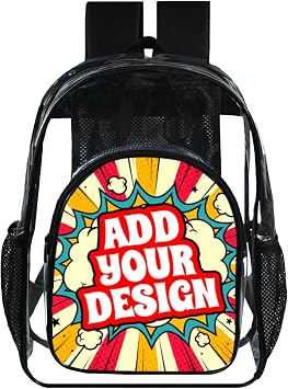 Custom Clear Backpack with Picture for Kids - Customizable 17 Inches TPU Bookbag for Travel & School - Heavy Duty Large Backpacks