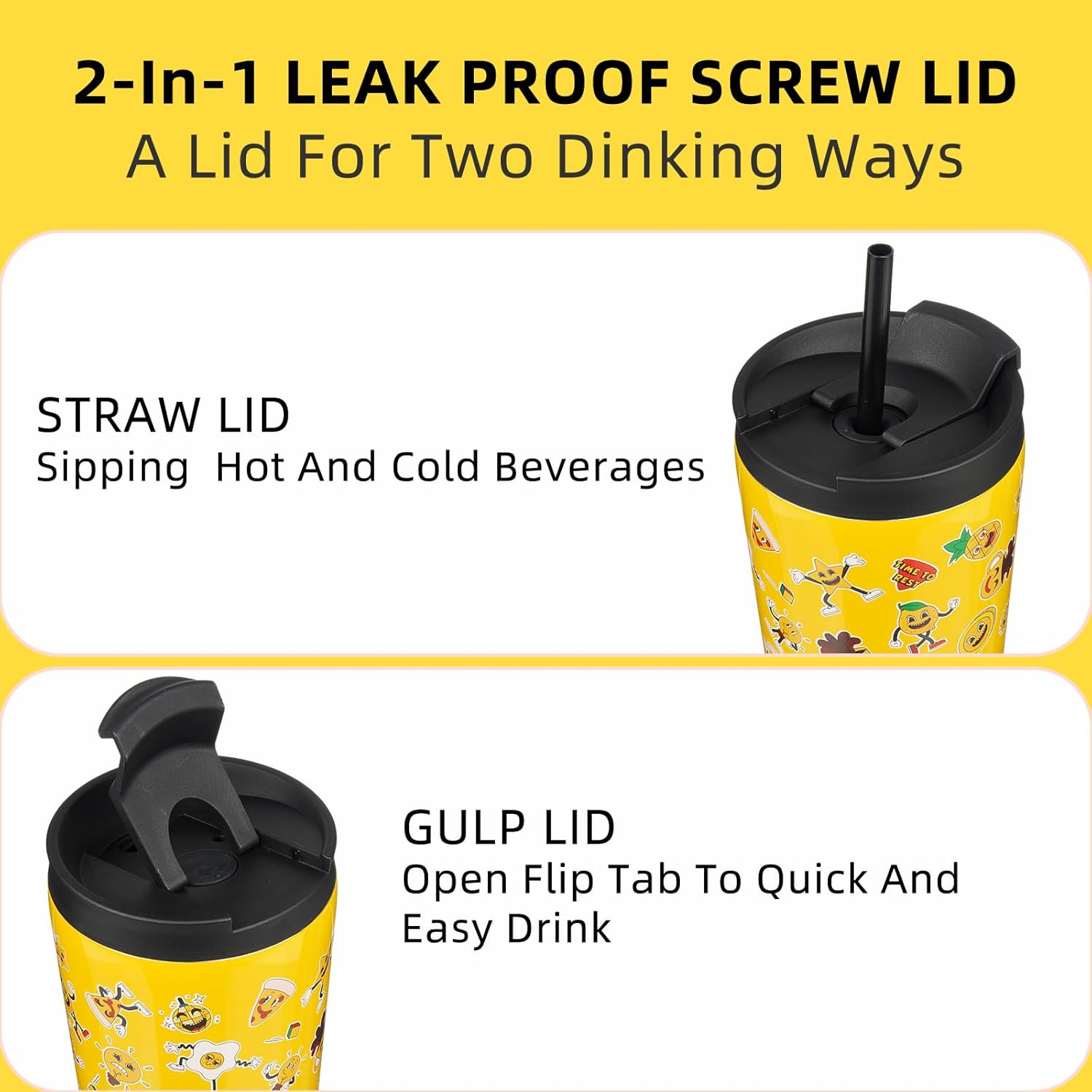 BJPKPK 26oz Insulated Tumbler With lid And Straw Stainless Steel Tumblers Travel Coffee Mug Reusable Thermal Cup,Hawaii Fruits Yellow - Image 3