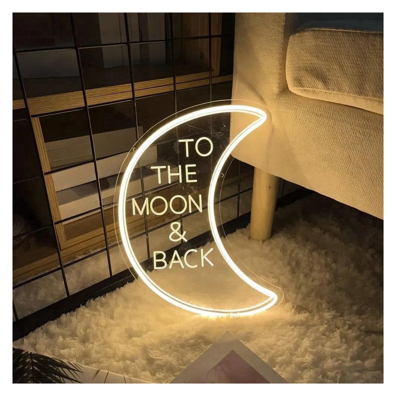 LEMST Signs Lamp Moon Neon Sign 3D Engrave USB Powered Adjustable Brightness Moon Neon Lights, Suitable for Bistro Party Decor(32.5cmx40cm)