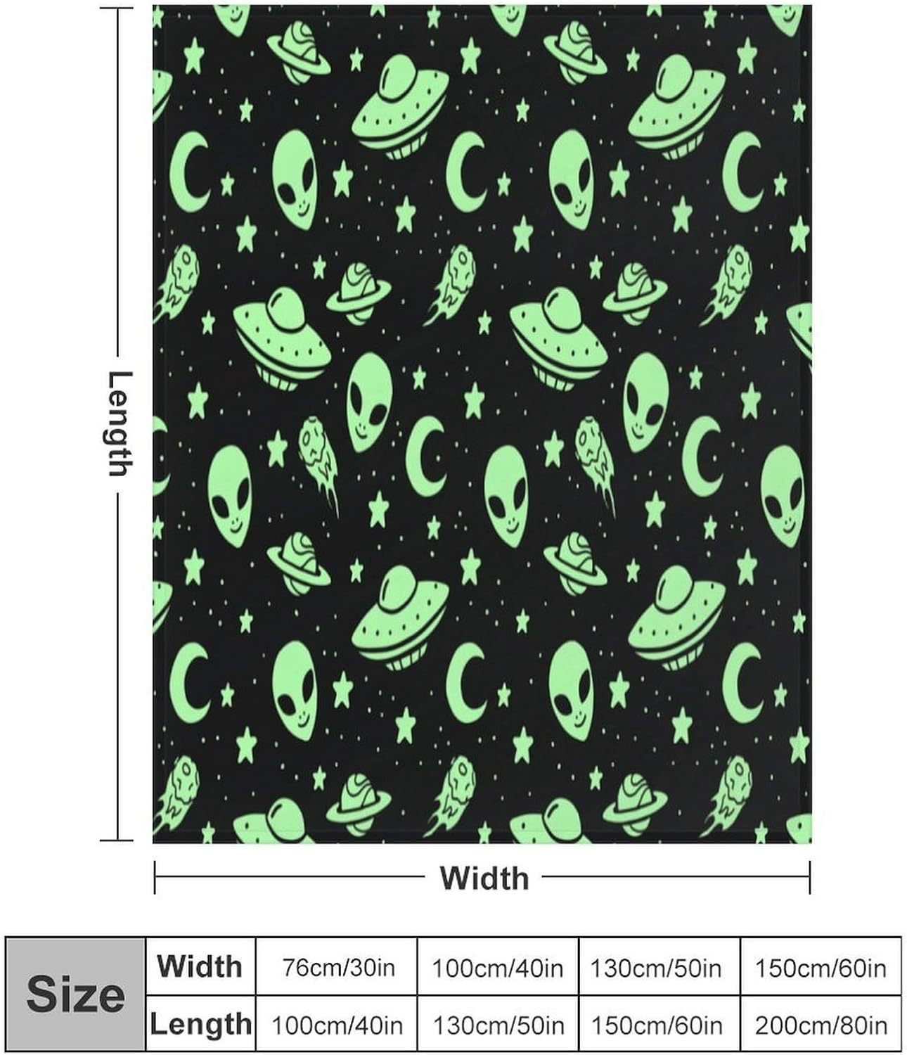 Green Alien Moon UFO Blanket Soft and Warm Throw Digitally Printed Super Soft Micro Plush Blanket for Sofa Bed Living Room 60"*80"£¨150 * 200cm£©.
