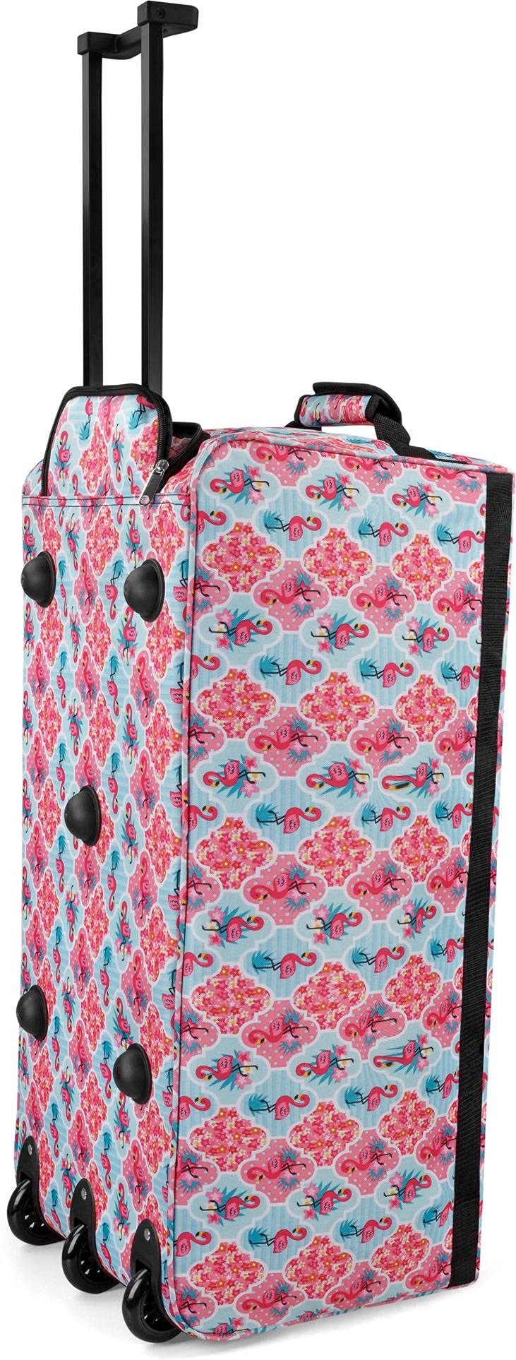 Reisetasche mit Rollen 80 Liter Volumen - Reise-Trolley mit großem Hauptfach Weichgepäck Weekender Saunatasche Flamingo XXL