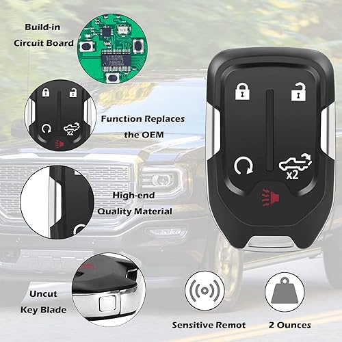 Miniatura 8 de Llavero inteligente para Chevrolet Silverado 2019-2022, llavero remoto de entrada sin llave de automóvil Alliskeys para GMC Sierra Chevy Silverado