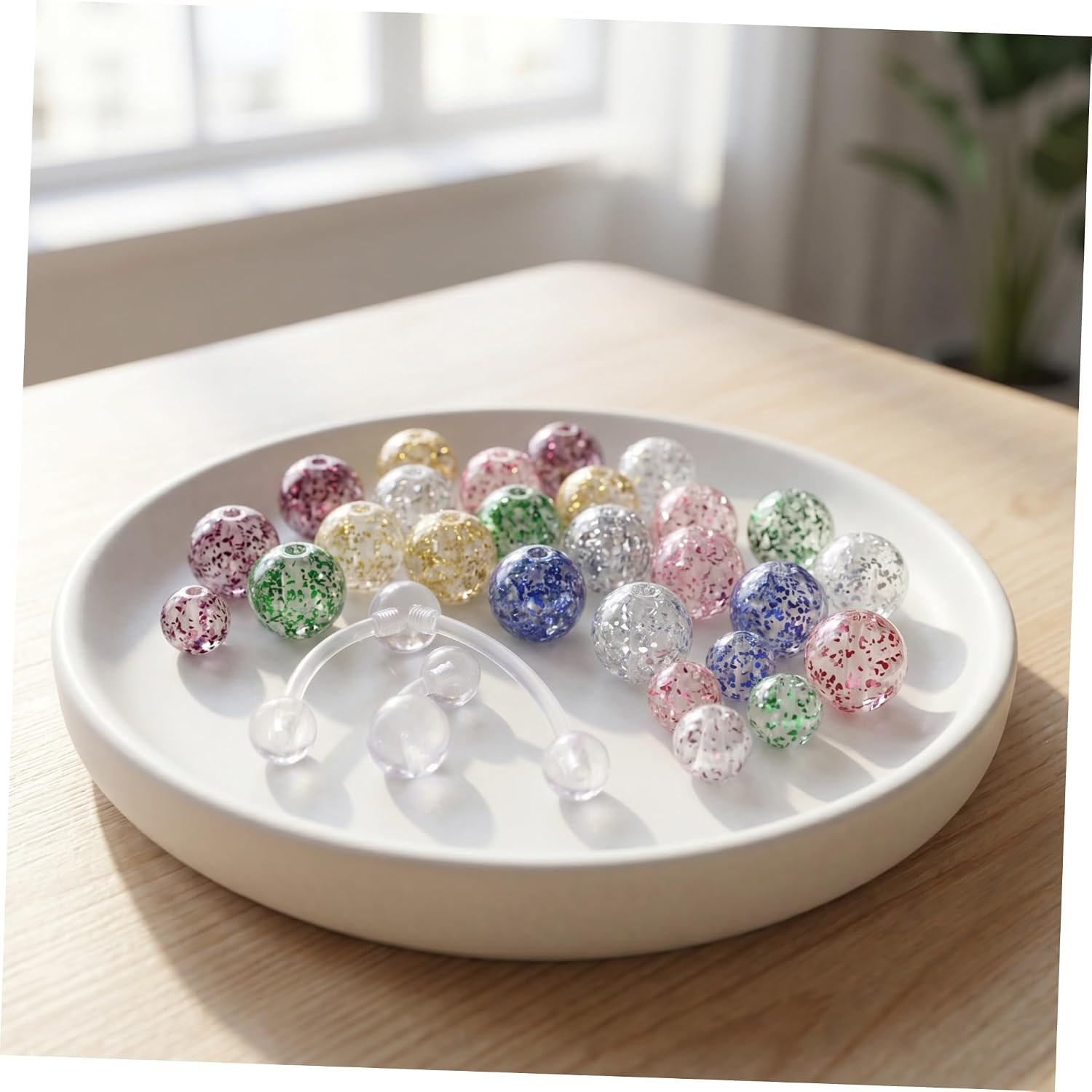 MAGICLULU Belly Button Ring Retainer with Glitter Balls, Acrylic Set