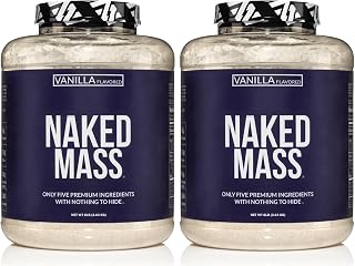 NAKED Vanilla Mass - All Natural Vanilla Weight Gainer Protein Powder - 8lb Bulk, GMO Free, Gluten Free & Soy Free, No Artificial Ingredients - 1,260 Calories - 11 Servings (Pack of 2)