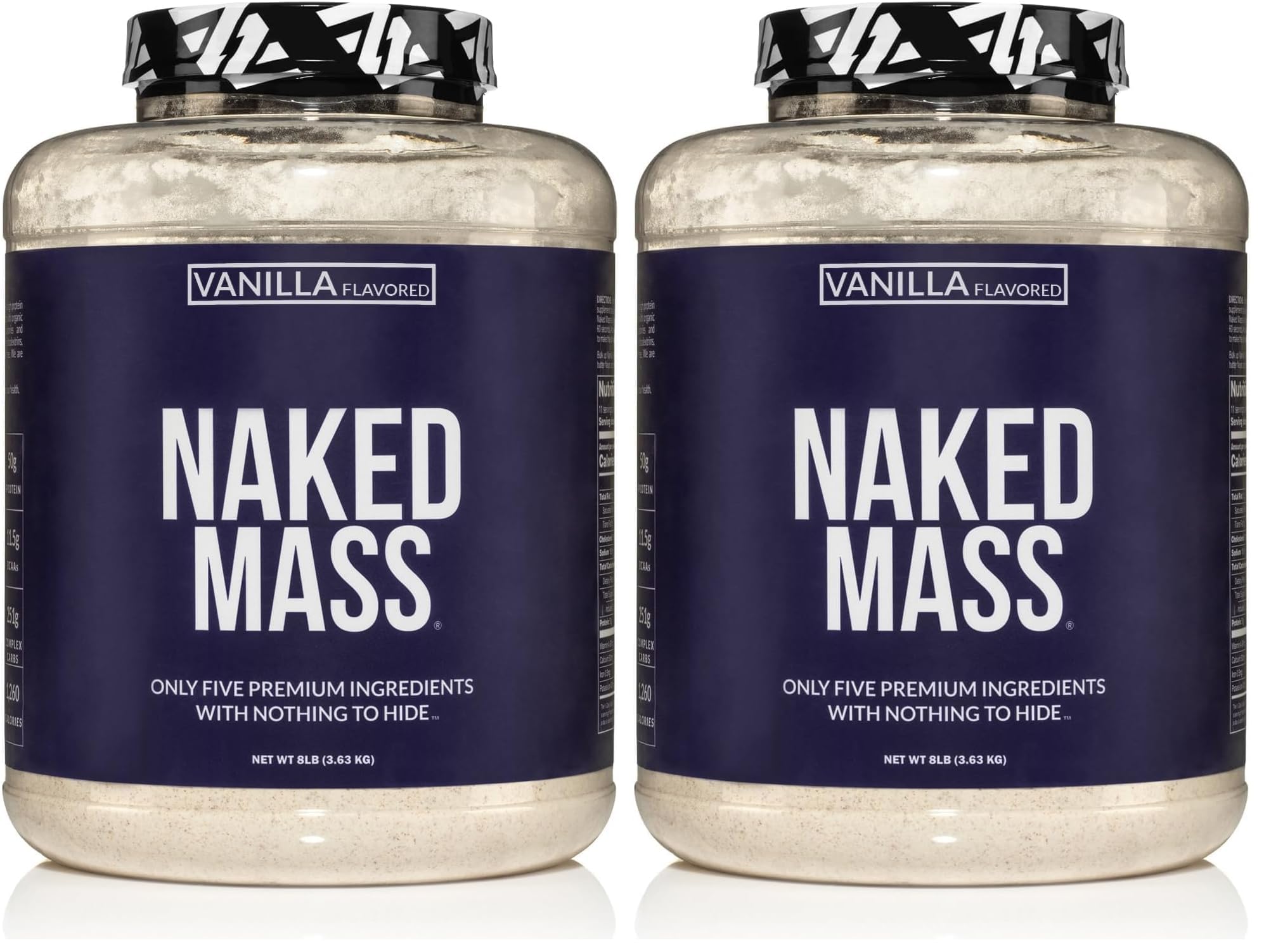 Vanilla Mass - All Natural Vanilla Weight Gainer Protein Powder - 8lb Bulk, GMO Free, Gluten Free & Soy Free, No Artificial Ingredients - 1,260 Calories - 11 Servings (Pack of 2)